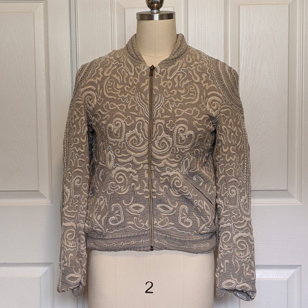 Beaded zip up jacket